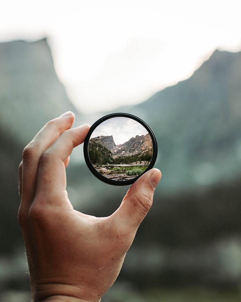 Round Mirror showing a sight of a beautiful site